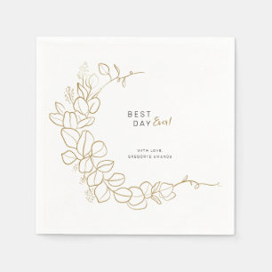 Serviette En Papier Cadre de feuilles dorées peintes à la main Mariage