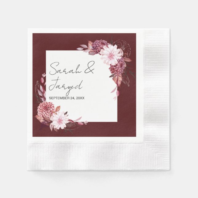 Serviette En Papier Cadre de fleurs d'automne (Devant)