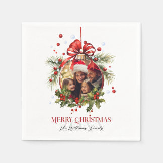 Serviette En Papier Cadre de Noël Beau Boule Famille Vacances