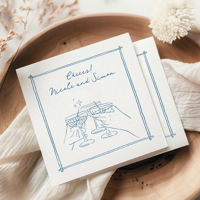 Serviette En Papier Cadre esquissé mariage en verre de Champagne Whims (Créateur téléchargé)