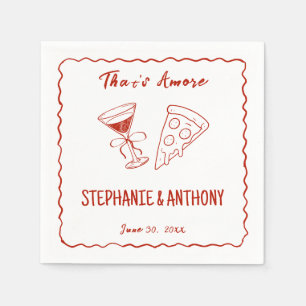 Serviette En Papier Cadre Fantaisiste Rouge C'est l'Amour Mariage Ital