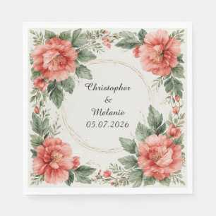 Serviette En Papier Cadre floral à l'aquarelle élégant