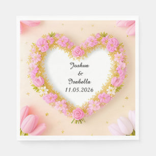 Serviette En Papier Cadre floral en forme de cœur