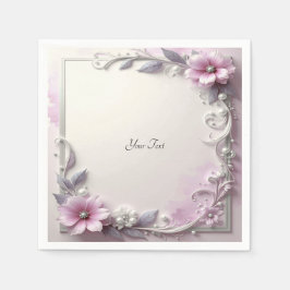 Serviette En Papier Cadre floral rose