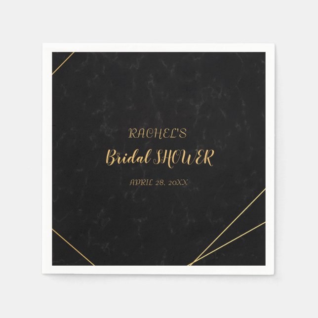 Serviette En Papier Cadre géométrique noir et or chic (Devant)