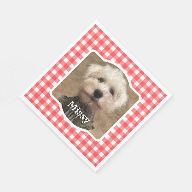 Serviette En Papier Cadre Photo Personnalisé Pays Buffalo Rouge Check  (Coin)