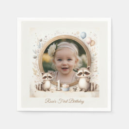 Serviette En Papier Cadre photo Raccoon pour les fêtes d'anniversaire