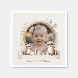 Serviette En Papier Cadre photo Raccoon pour les fêtes d'anniversaire 