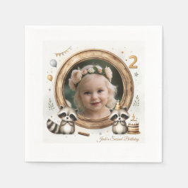 Serviette En Papier Cadre photo Raccoon pour les fêtes d'anniversaire