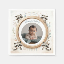 Serviette En Papier Cadre photo Raccoon pour les fêtes d'anniversaire