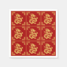 Cadres d'ornement grec Motif de dragon d'or rouge