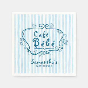 Serviette En Papier Café Bébé Baby shower moderne Blue Boy