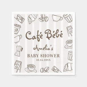 Serviette En Papier Café Caprice Bebe Rayure Marron Bébé Shower