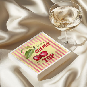 Serviette En Papier Café Cerise Rétro Rouge Jaune Baby Shower