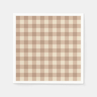 Serviette En Papier Café esthétique Beige et blanc En vichy Motif