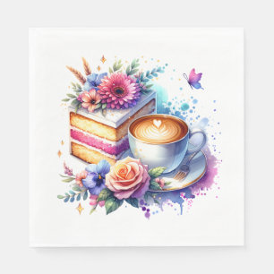 Serviette En Papier Café et gâteau Anniversaire du meilleur ami