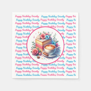 Serviette En Papier Café et gâteau d'anniversaire Personnalisé