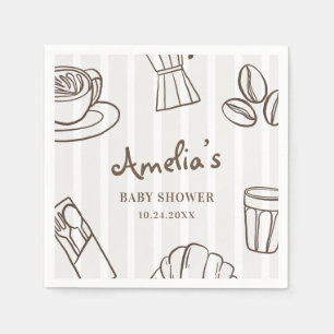 Serviette En Papier Café Fantaisiste Bébé Rayé Baby Shower