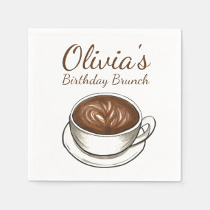 Serviette En Papier Café Latte Cappuccino Anniversaire Fête Brunch
