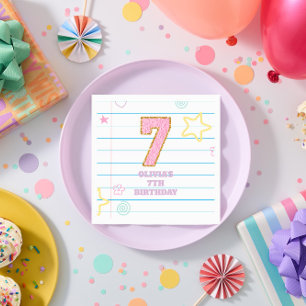 Serviette En Papier Cahier Varsity preppy pastel patch anniversaire 7