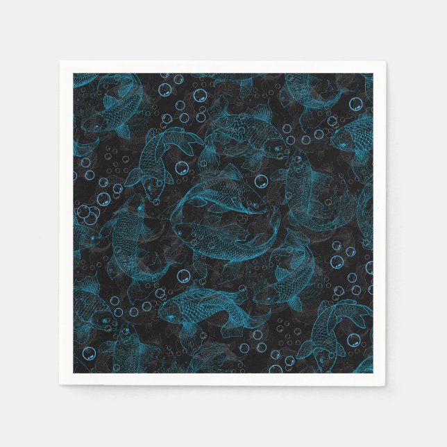 Serviette En Papier Calage Motif de poissons 01.blue.b (Devant)