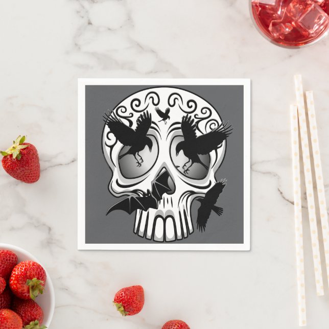 Serviette En Papier Calaveras décoratives Halloween (En situation)