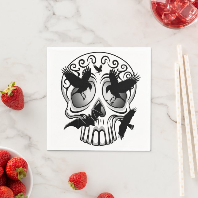 Serviette En Papier Calaveras décoratives Halloween (En situation)