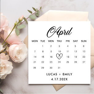 Serviette En Papier Calendrier avril Mariage noir foncé