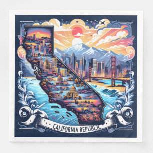 Serviette En Papier California Map Vector Art