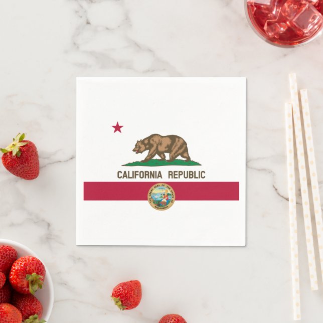 Serviette En Papier Californian Flag & Seal, Flag of California (En situation)