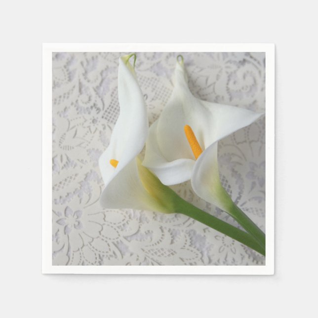 Serviette En Papier Calla ment sur des textures blanches (Devant)