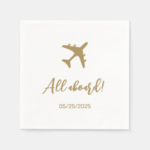 Serviette En Papier Calligraphie Bleu Et Gold Boararing Pass Mariage