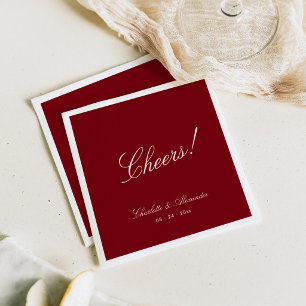 Serviette En Papier Calligraphie Classique Argent Ancien Rouge Profond