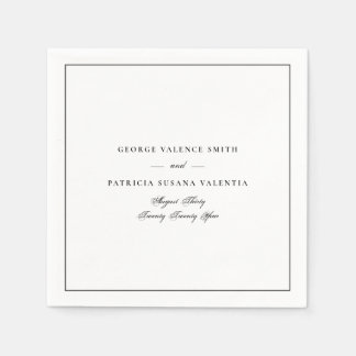Serviette En Papier Calligraphie classique noire et blanche Mariage en