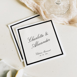 Serviette En Papier Calligraphie classique Vieux Mariage d'argent