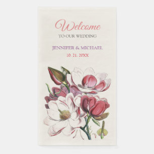 Serviette En Papier Calligraphie Elégant Floral Welcome Mariage