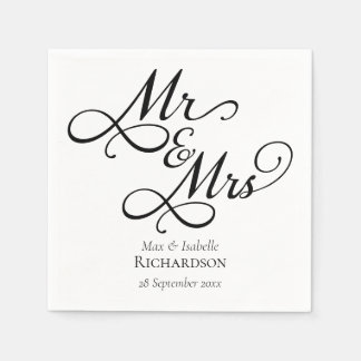 Serviette En Papier Calligraphie élégante personnalisée Script Mariage