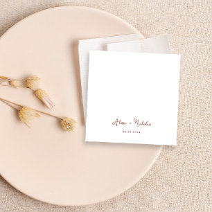 Serviette En Papier Calligraphie en terre cuite minimale Mariage de sc
