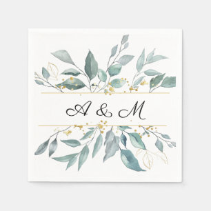 Serviette En Papier Calligraphie Eucalyptus moderne Mariage