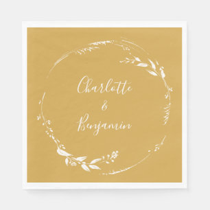 Serviette En Papier Calligraphie florale jaune Boho Personnalisée