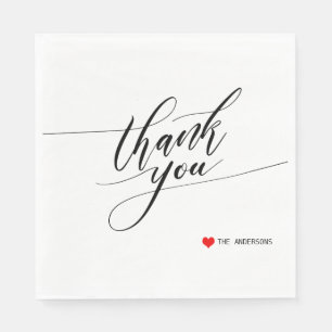 Serviette En Papier Calligraphie Merci Red Heart Party Napkins