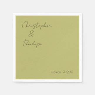 Serviette En Papier Calligraphie minimaliste Mariage de voyage vert ol