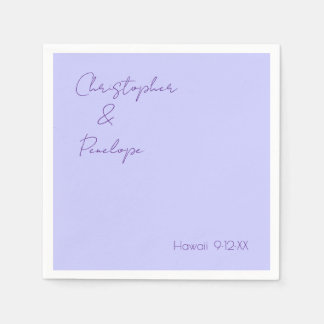 Serviette En Papier Calligraphie minimaliste mariage voyage Pervenche