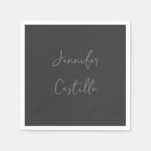 Serviette En Papier Calligraphie moderne minimaliste grise simple