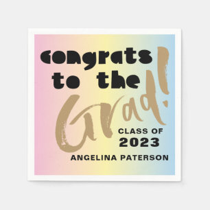 Serviette En Papier Calligraphie moderne Pastel Colors Graduation Part
