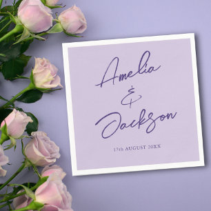 Serviette En Papier Calligraphie moderne Purple Lilac Mariage