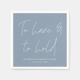 Serviette En Papier Calligraphie moderne Vows Dusty Mariage bleu