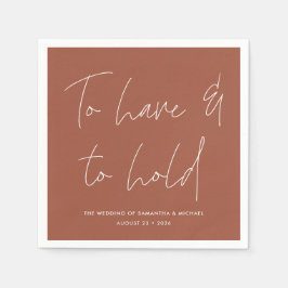 Serviette En Papier Calligraphie moderne Vows Terracotta Mariage