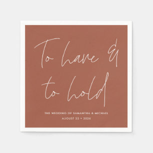 Serviette En Papier Calligraphie moderne Vows Terracotta Mariage