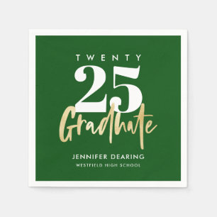 Serviette En Papier Calligraphie Or moderne Photo Green Graduation